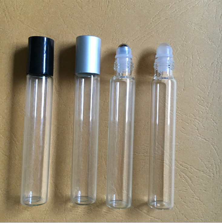 10 ml ( frost ) clear heavy wall thick bottom glass perfume roller bottle essential oil