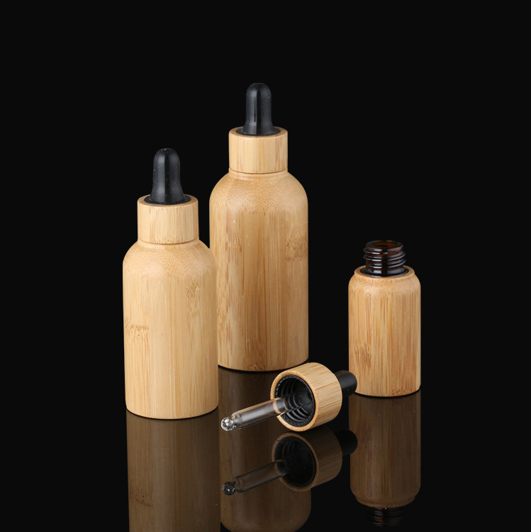 10 ml glass bamboo cosmetics dropper Printed Bamboo Essential oil Glass Bottle 7.5 ml And Packaging Box