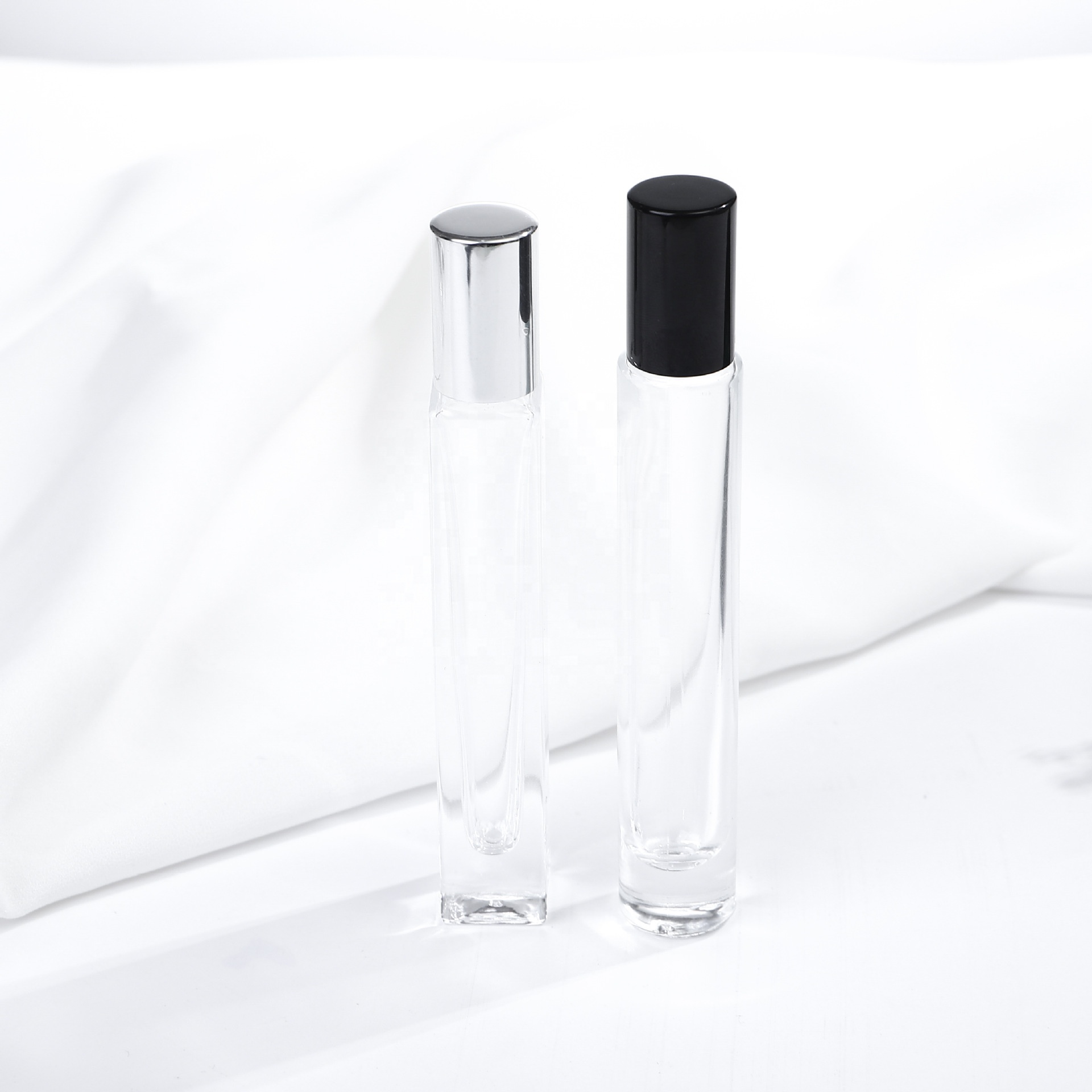 10 ml glass long tube transparent clear color roller bottles essential oil with steel roller ball