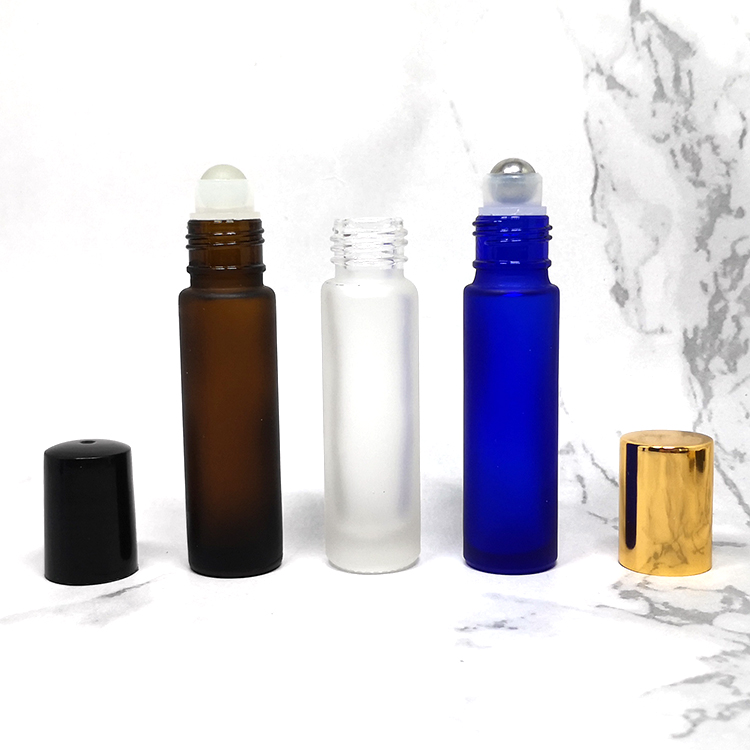 10 ml parfum sample tester amber blue clear frosted glass perfume roller bottles with lids