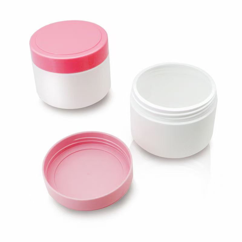 10 oz Clear Plastic Jars with PInk Plastic Lids PET Stackable Straight Sided Bathroom & Kitchen Containers Cosmetics SLIME JARS