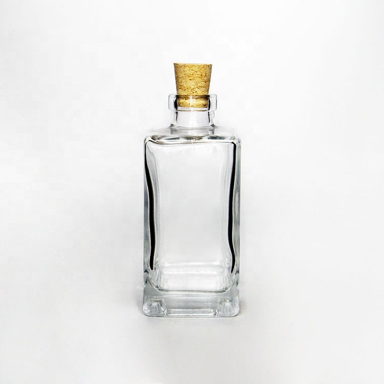 10 oz Square Milk Tea Glass Bottle with Cork and Straw Bubble Milk Tea