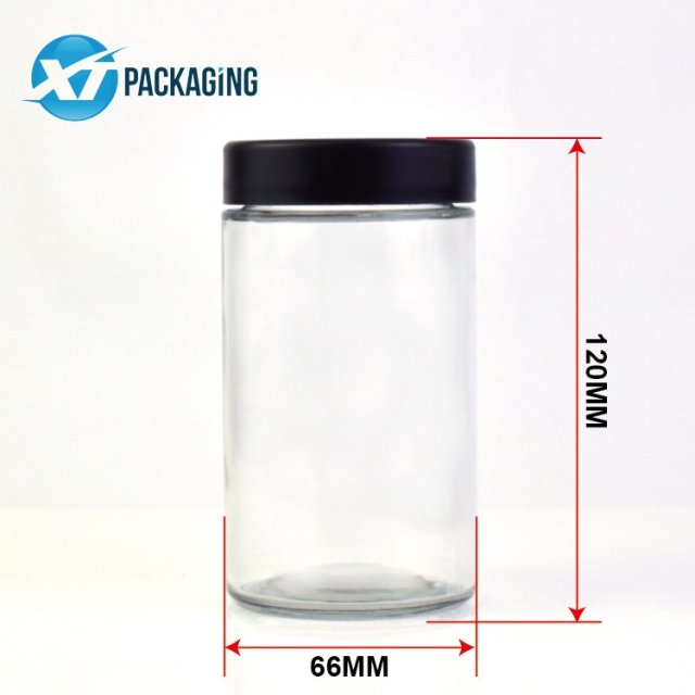 10 oz transparent glass jar child proof cap hemp flower packaging customized logo