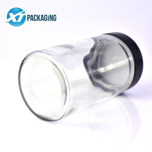 10 oz transparent glass jar child proof cap hemp flower packaging customized logo