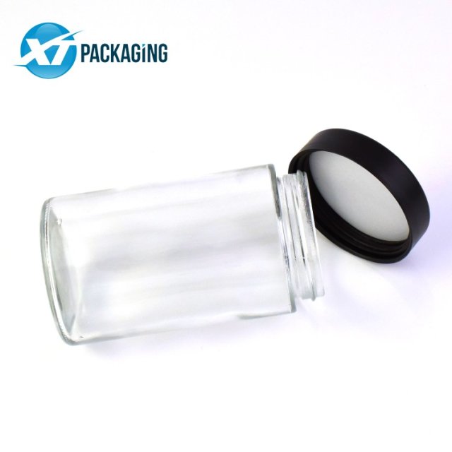 10 oz transparent glass jar child proof cap hemp flower packaging customized logo