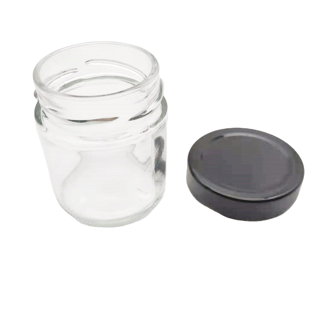 100/140/290/340/950 ml Cylindrical glass storage bottle jars with metal lids