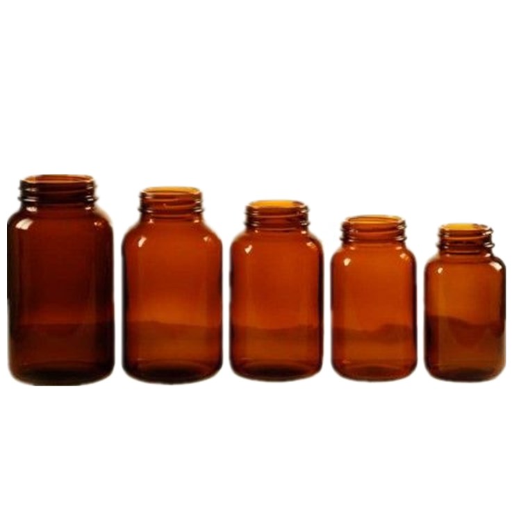 100 200ml 400ml Wide mouth Amber Capsule Eyelash Pill glass Bottle for Medicine Packaging
