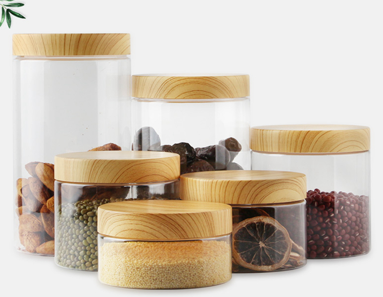 100 200ml round container food grade BPA free empty bamboo lid PLA plastic food Storage jar