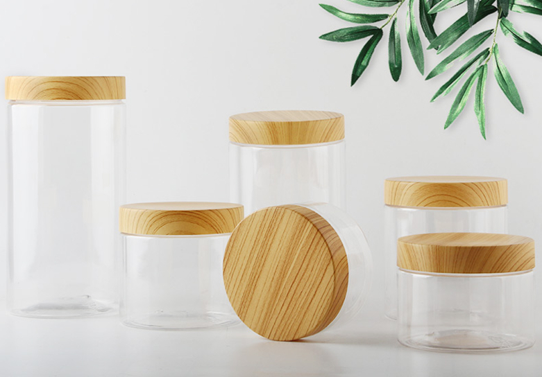 100 200ml round container food grade BPA free empty bamboo lid PLA plastic food Storage jar