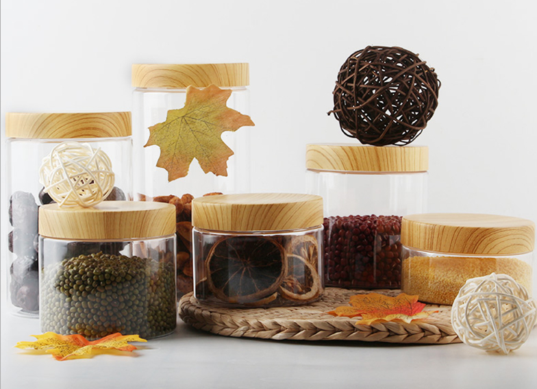 100 200ml round container food grade BPA free empty bamboo lid PLA plastic food Storage jar
