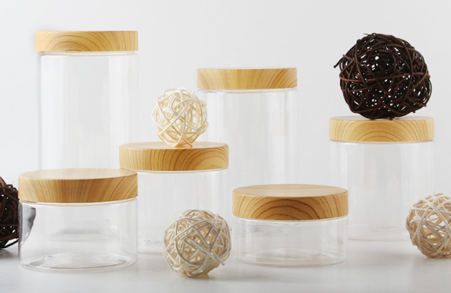 100 200ml round container food grade BPA free empty bamboo lid PLA plastic food Storage jar
