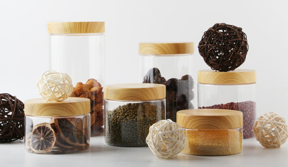 100 200ml round container food grade BPA free empty bamboo lid PLA plastic food Storage jar