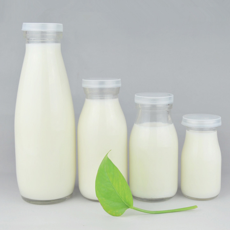 100-500ml glass milk bottle with plastic lid sealed yogurt bottle