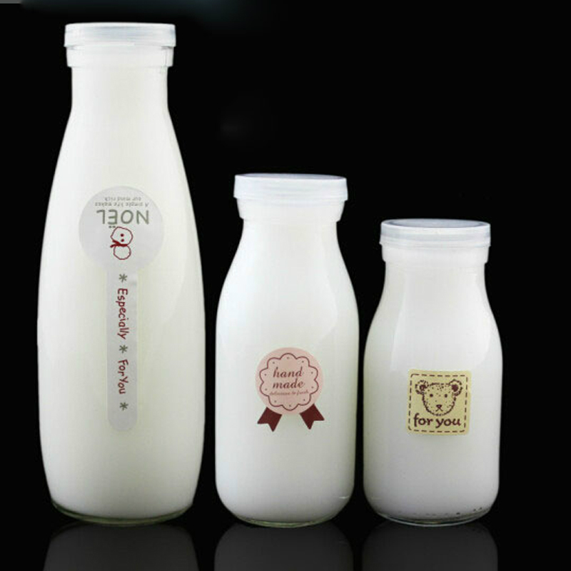 100-500ml glass milk bottle with plastic lid sealed yogurt bottle