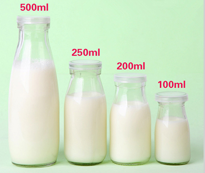 100-500ml glass milk bottle with plastic lid sealed yogurt bottle