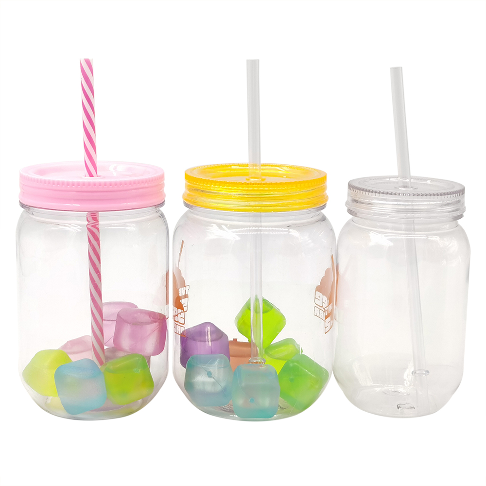 100% Food Grade Personalised Kids Mini Mason Jars with Plastic Straw and Jelly Ice