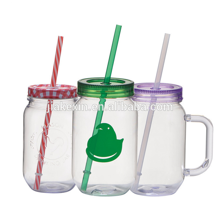 100% Food Grade Personalised Kids Mini Mason Jars with Plastic Straw and Jelly Ice