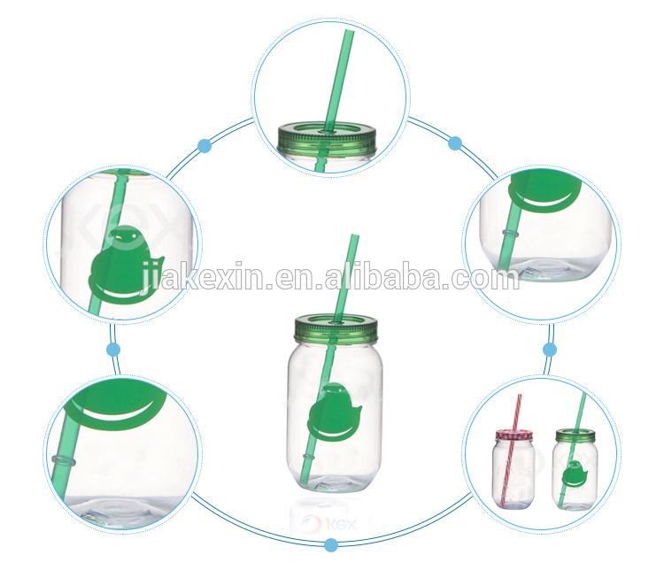 100% Food Grade Personalised Kids Mini Mason Jars with Plastic Straw and Jelly Ice