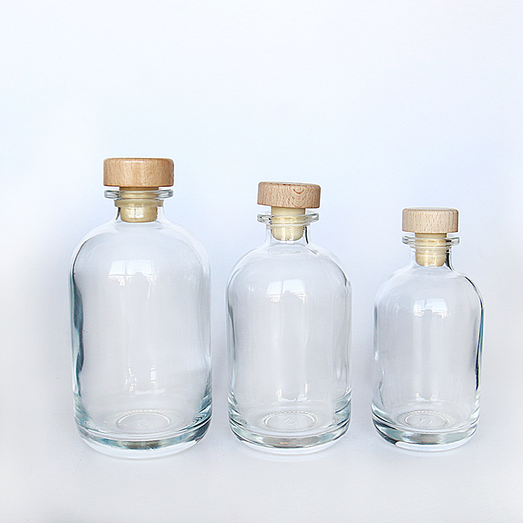 100 ML 250 ML 375ML 500ML Round Glass Bottle with Cork