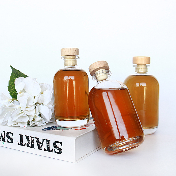 100 ML 250 ML 375ML 500ML Round Glass Bottle with Cork