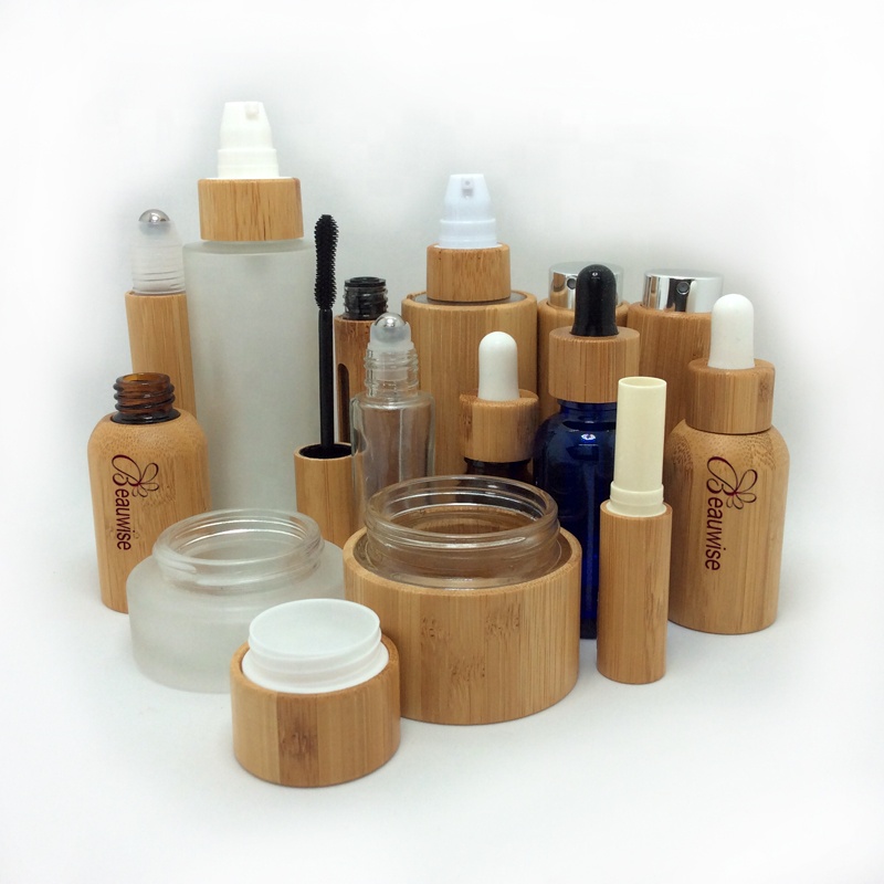 100% biodegradable bamboo jar wooden skin care cream bottle wooden cream jar bamboo cosmetic bottle