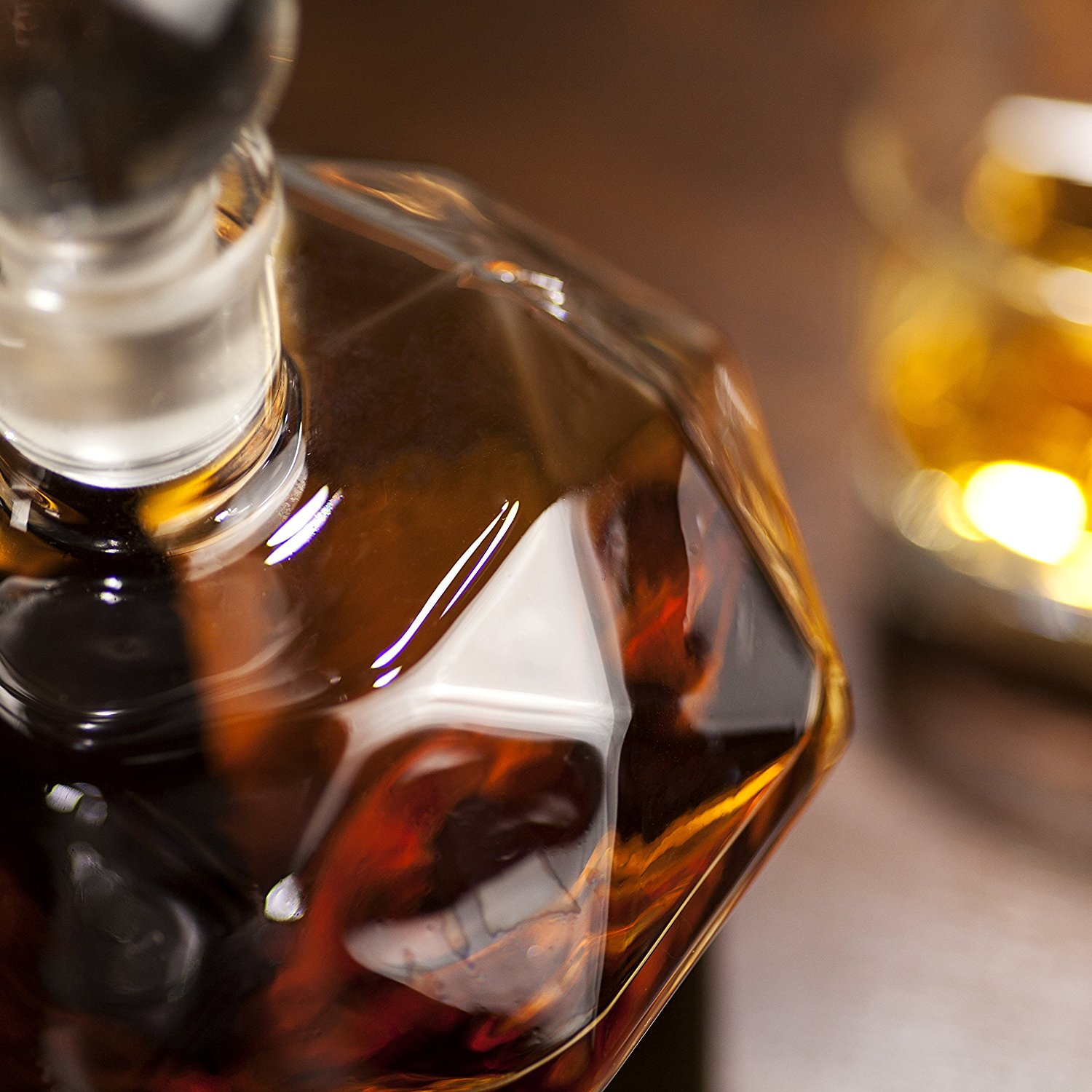 100 cl 1000 ml Glass Whisky Bottle glass diamond decanter with wood base