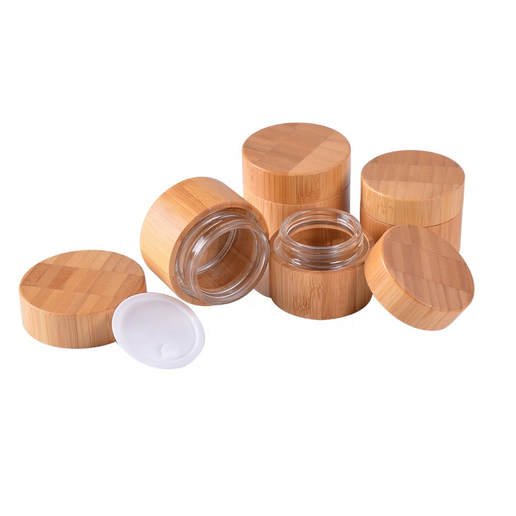 100% eco friendly no inner bamboo lid 5g natural cosmetic jar bamboo glass jar