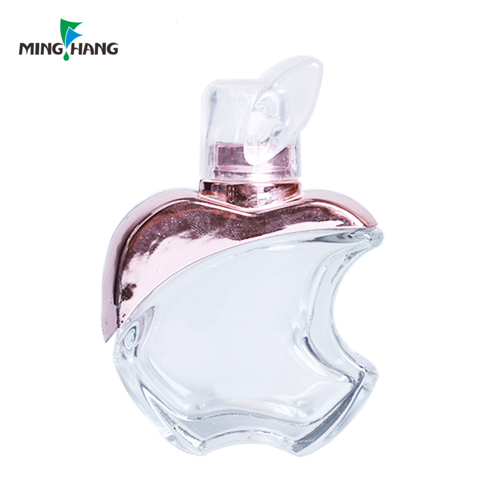 100 ml 100ml 85ml round clear size atomiser Apple shaped fancy spray glass perfume bottle with pump sprayer