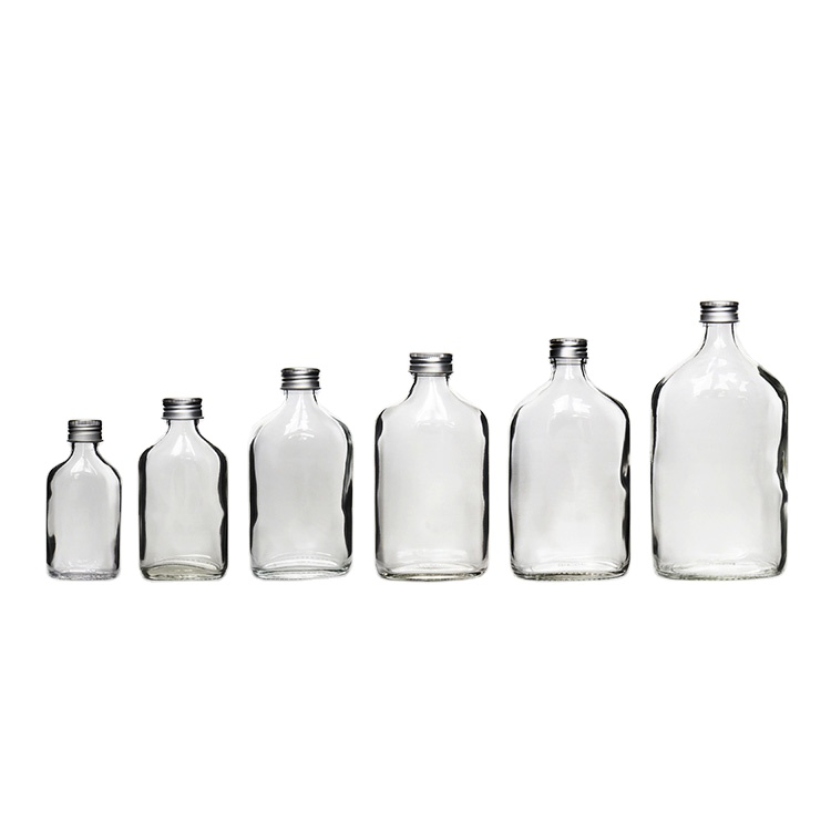 100 ml 200 ml 250 ml 500 ml Clear Flat Hip Flask Beverage Packing Cold Brew Coffee Whisky Glass Bottles For Liquor Tea