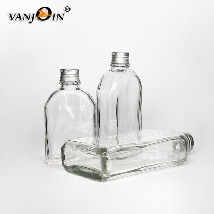 100 ml 200 ml 250 ml 500 ml Flat Hip Flask Beverage Packing Whisky Glass Bottles For Liquor Tea Cold Brew Coffee