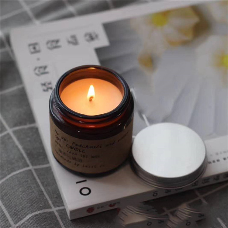 100 ml 200 ml round amber empty storage jar glass empty candle jars for candle making