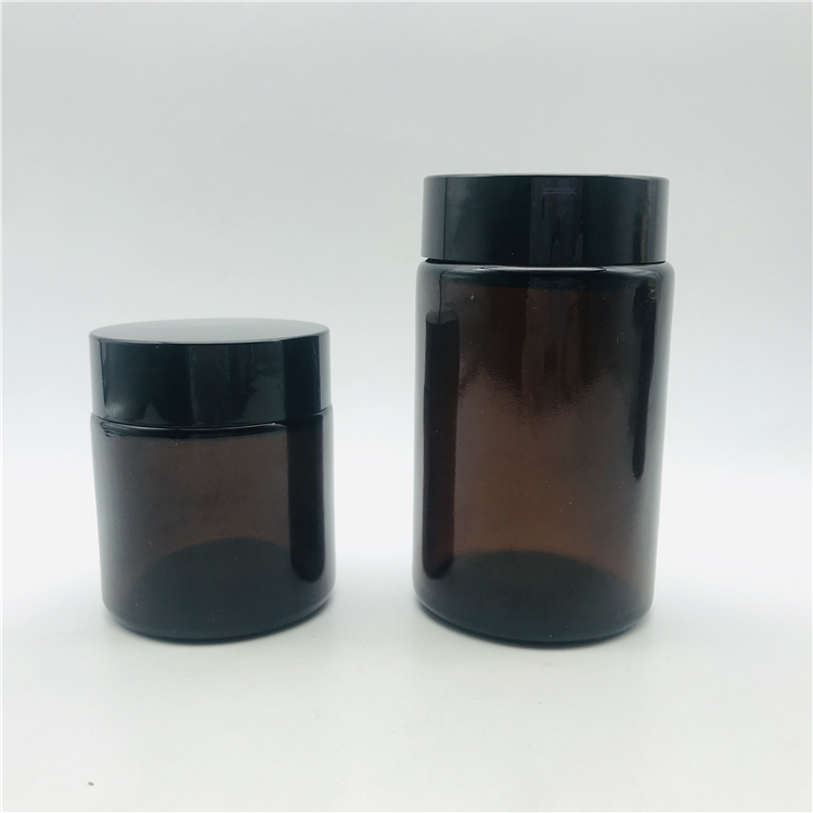 100 ml 200ml dark amber brown shading eye face cream cosmetic bottle glass jar wholesale