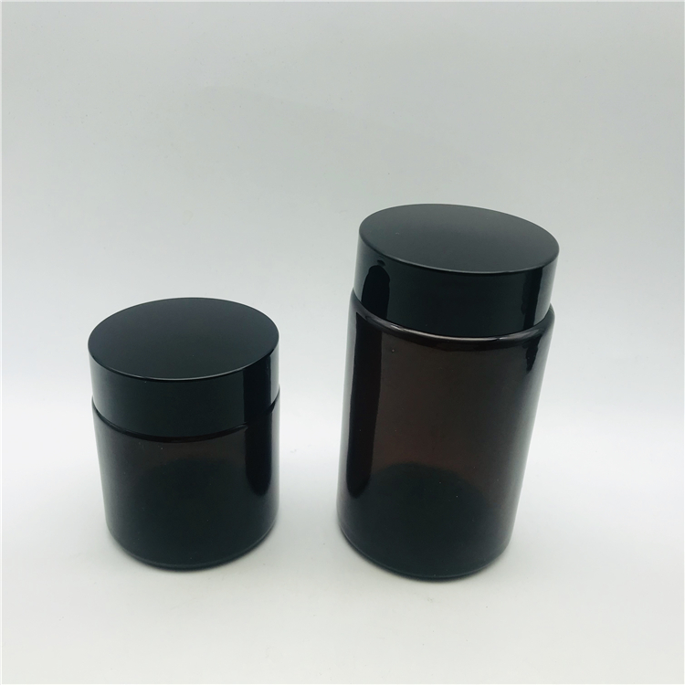 100 ml 200ml dark amber brown shading eye face cream cosmetic bottle glass jar wholesale