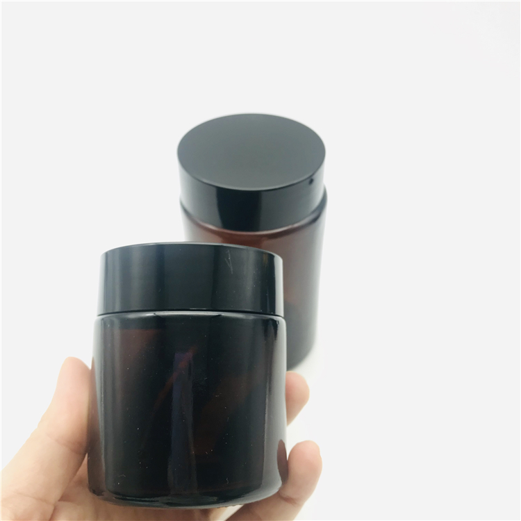 100 ml 200ml dark amber brown shading eye face cream cosmetic bottle glass jar wholesale