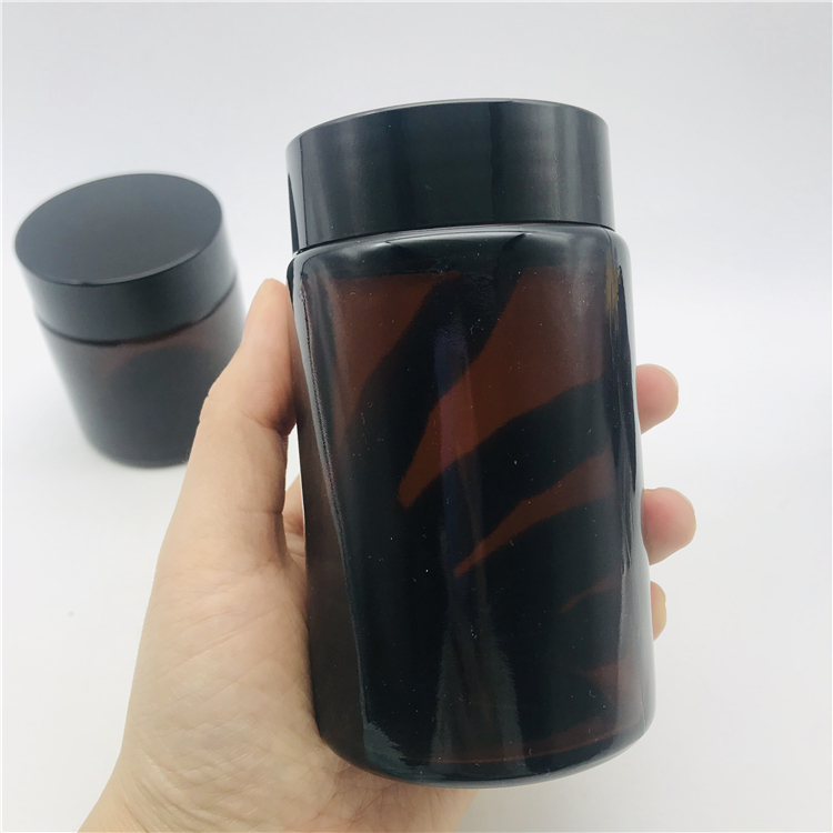 100 ml 200ml dark amber brown shading eye face cream cosmetic bottle glass jar wholesale