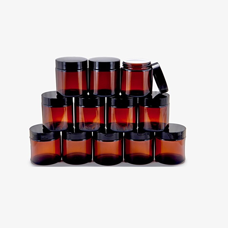 100 ml 200ml dark amber brown shading eye face cream cosmetic bottle glass jar wholesale