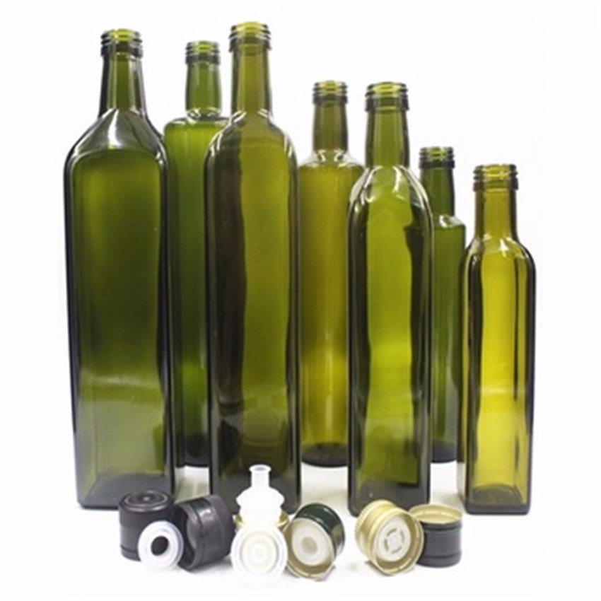 100 ml 250 ml 375 ml 500 ml 750 ml 1000 ml dark green brown clear color round square glass olive oil bottles