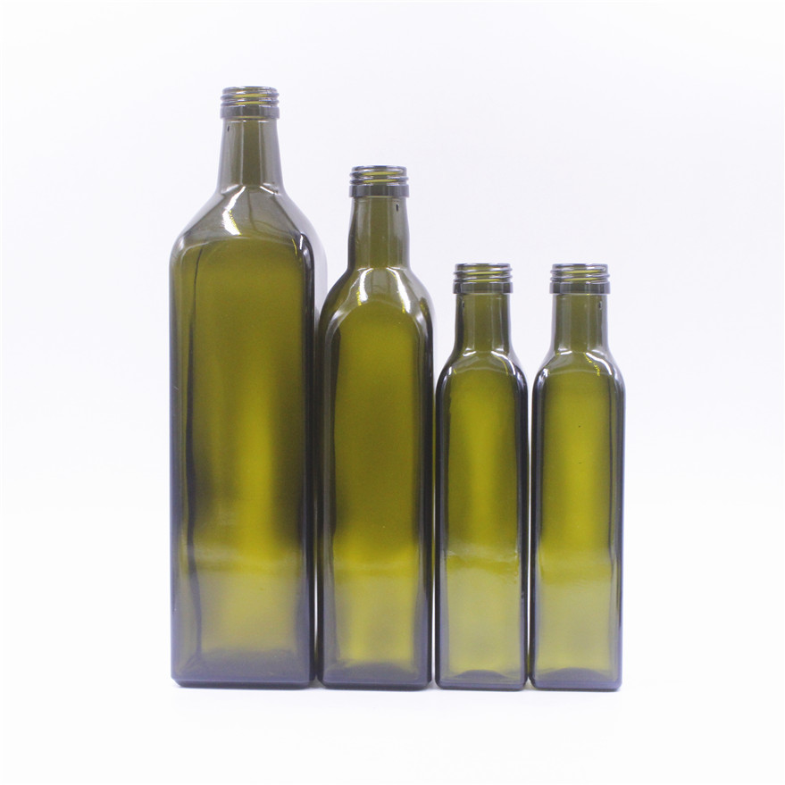 100 ml 250 ml 375 ml 500 ml 750 ml 1000 ml dark green brown clear color round square glass olive oil bottles