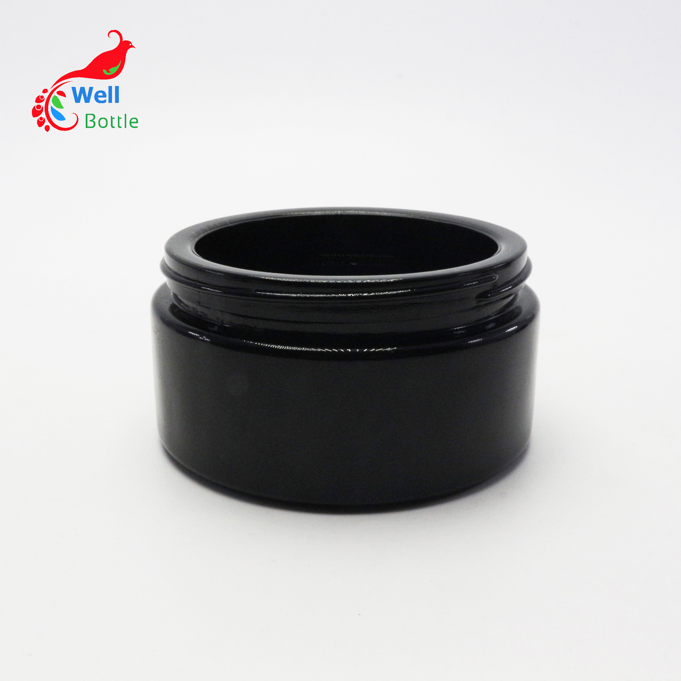 100 ml (3.3 fl oz) Black Ultraviolet Refillable Cream Glass Cosmetic Jars Empty Glass Screw Top Jar DV239E