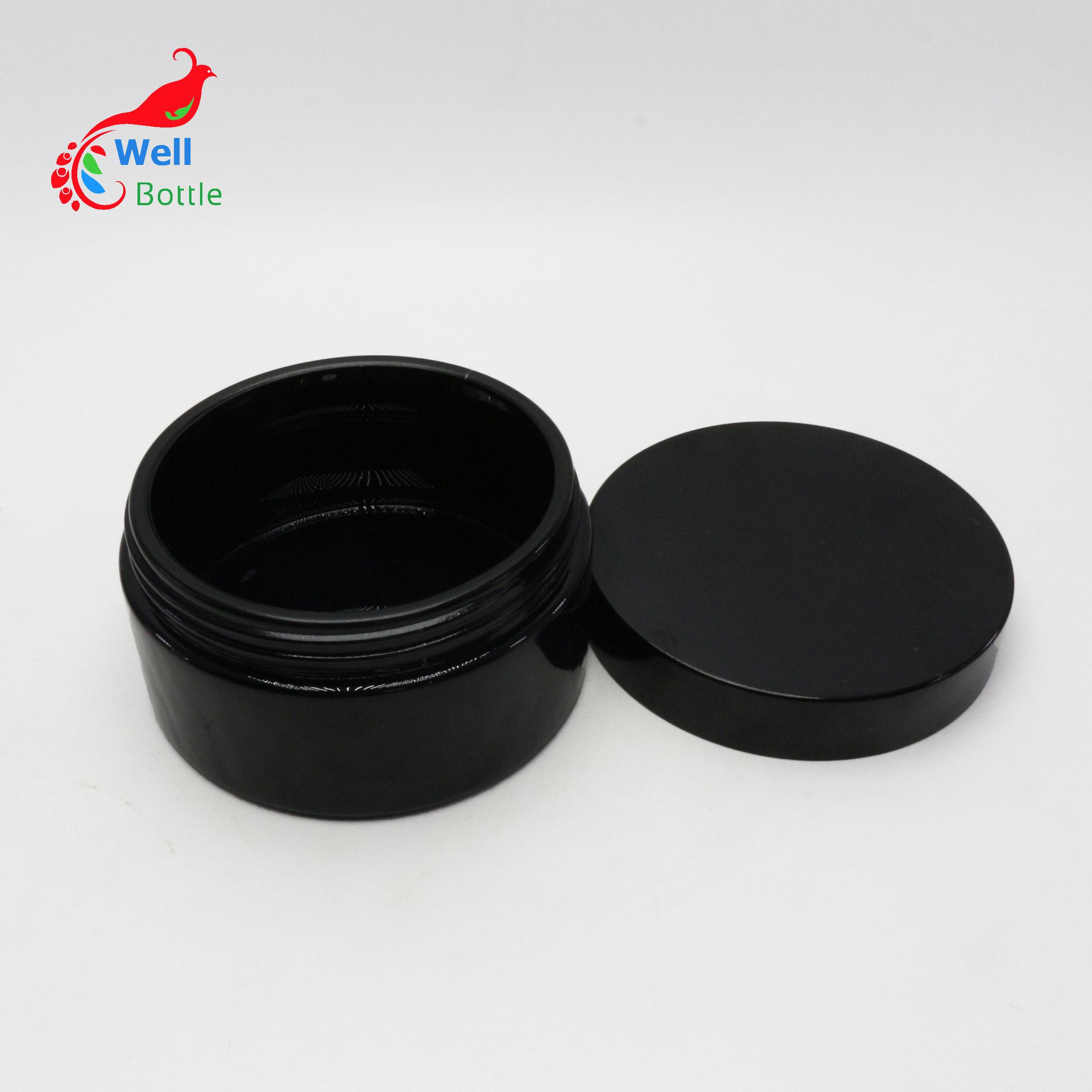 100 ml (3.3 fl oz) Black Ultraviolet Refillable Cream Glass Cosmetic Jars Empty Glass Screw Top Jar DV239E