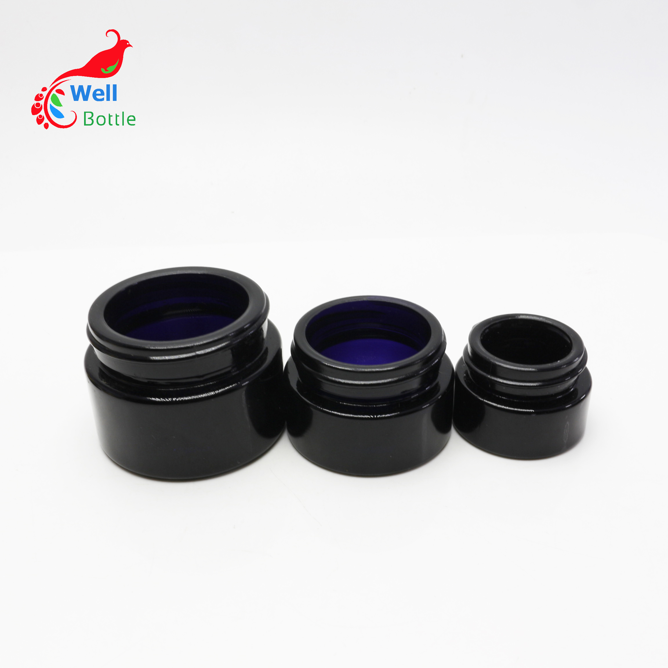 100 ml (3.3 fl oz) Black Ultraviolet Refillable Cream Glass Cosmetic Jars Empty Glass Screw Top Jar DV239E