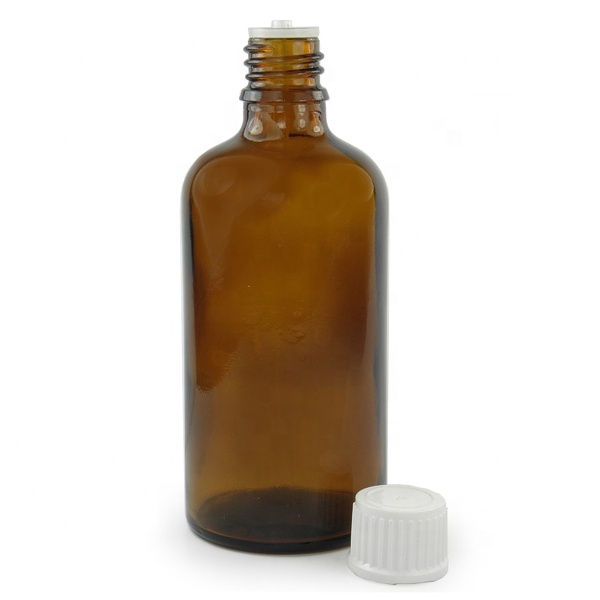100 ml AMBER Euro Dropper glass Bottles with Black Cap and Inserts