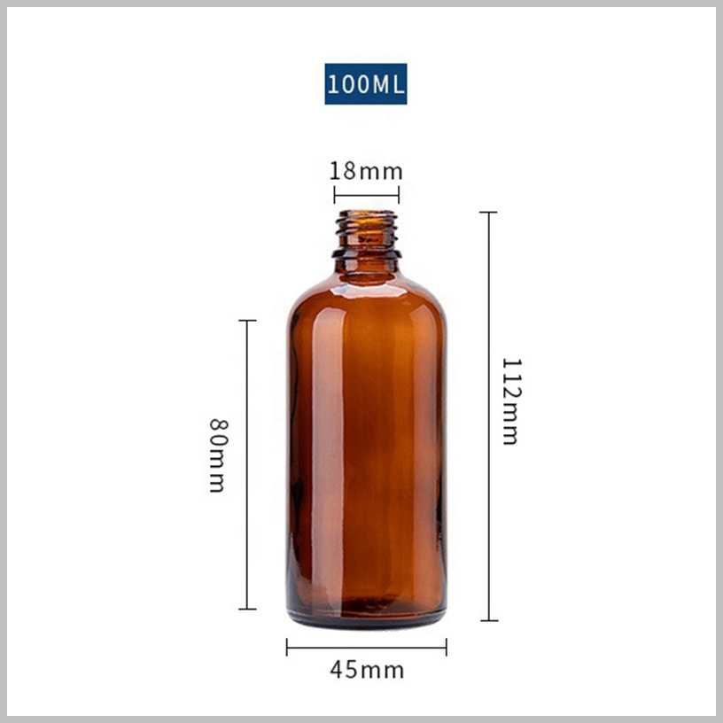 100 ml frosted brown glass cosmetic bottles empty amber glass serum bottle with 18/415 plastic lotion pump