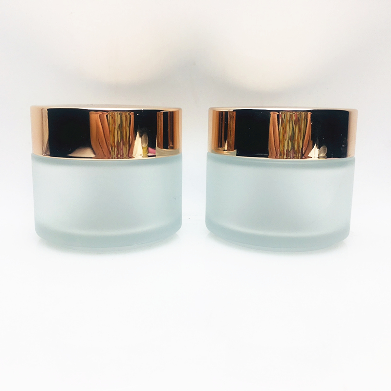 100 ml frosted uv cream jar cosmetic glass with rose gold lid