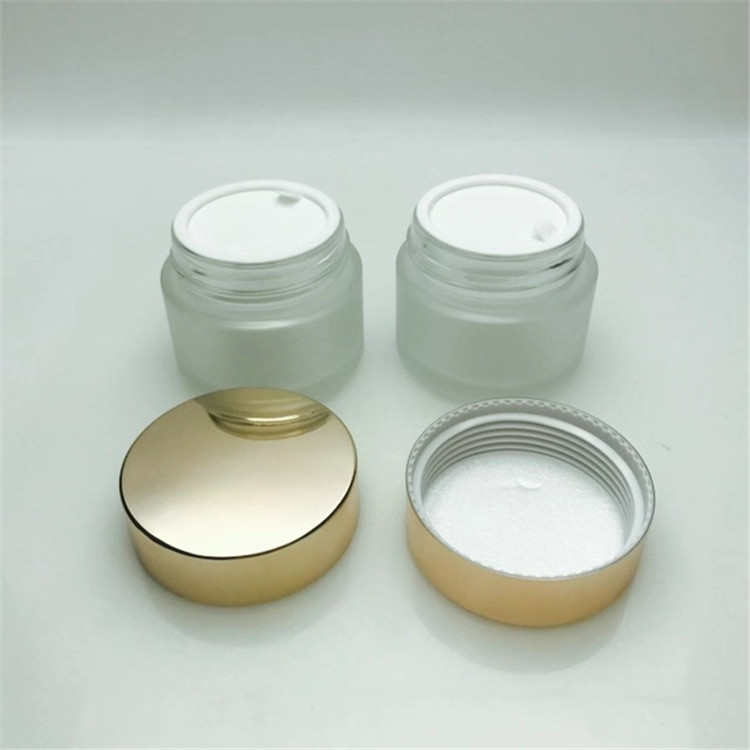 100 ml frosted uv cream jar cosmetic glass with rose gold lid