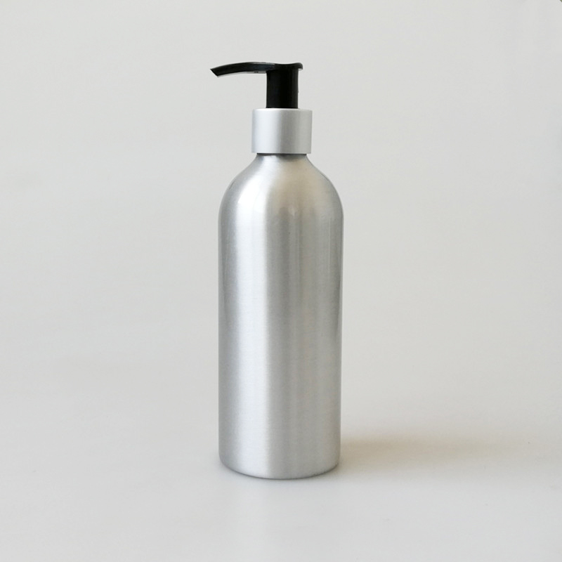 100% recyclable empty 300ml aluminium bottle with lotion pump for hand wash no printing