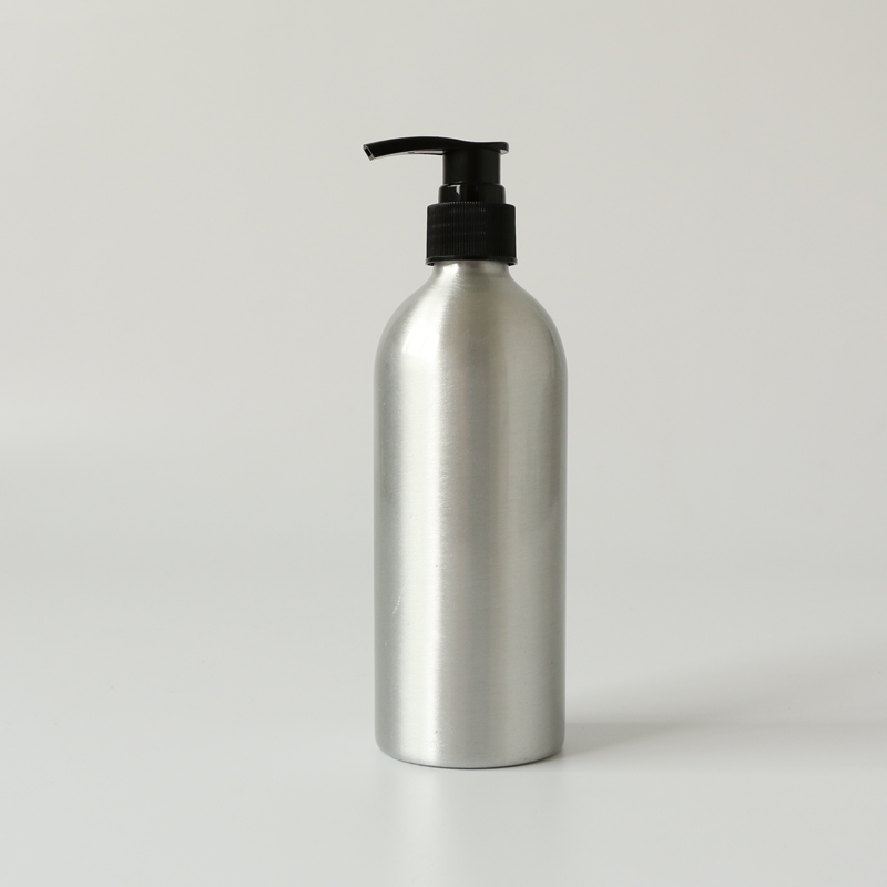 100% recyclable empty 300ml aluminium bottle with lotion pump for hand wash no printing