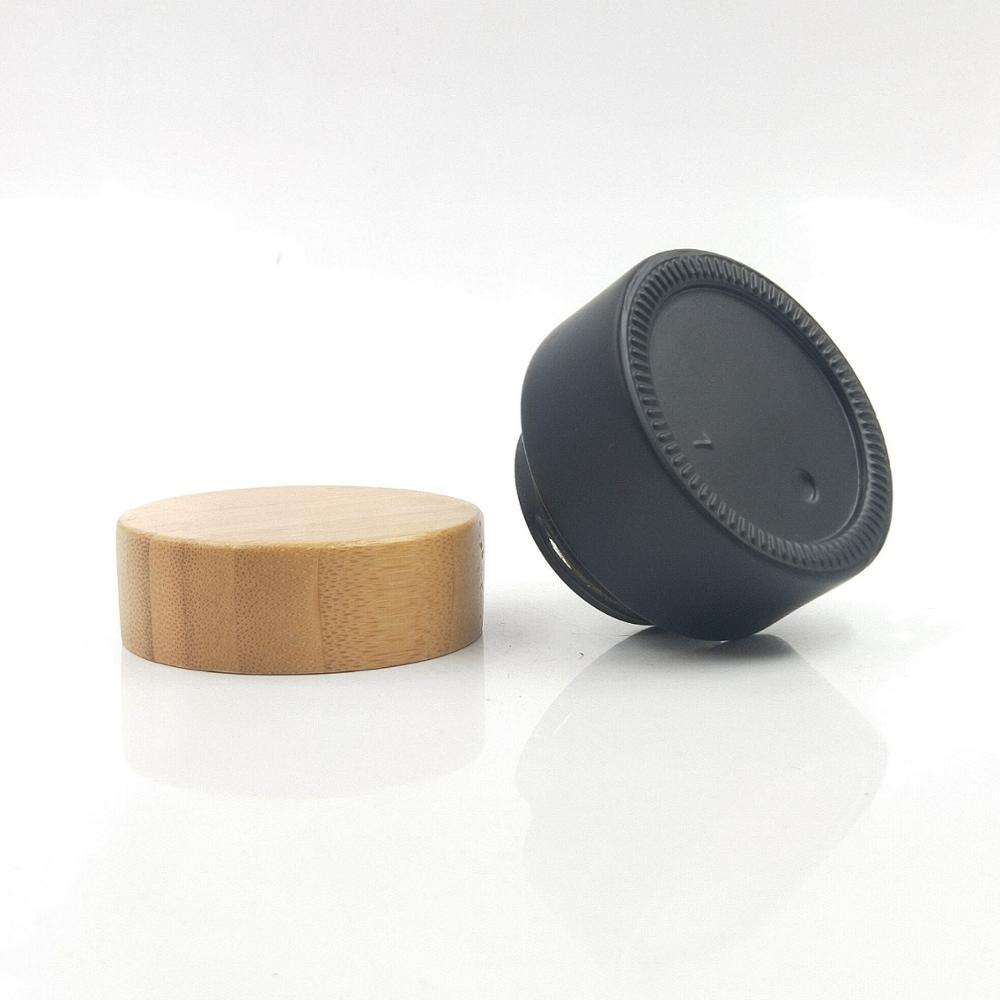 100% recyclable frosted dark glass bamboo jar with bamboo gilass lid