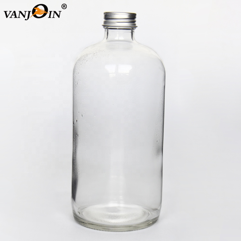 1000 ML Round Glass Bottle with 33-400 Plastic Metal Lid