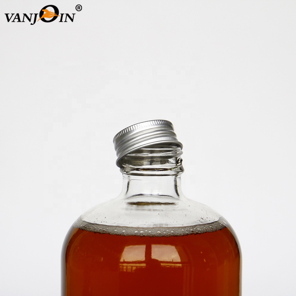 1000 ML Round Glass Bottle with 33-400 Plastic Metal Lid